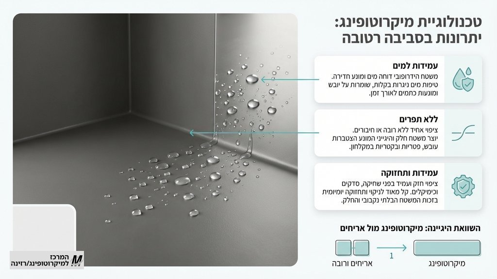נוצר על ידי מודל בינה מלאכותית Gemini Pro מיקרוטופינג למקלחת ולאמבטיה בעיצוב יוקרתי עם מים זורמים על המשטח