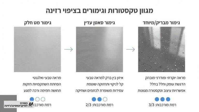תקריב טקסטורה של רצפת רזינה בגוון בטון אפור
